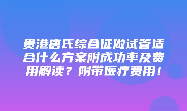 贵港唐氏综合征做试管适合什么方案附成功率及费用解读？附带医疗费用！