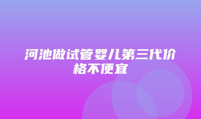 河池做试管婴儿第三代价格不便宜