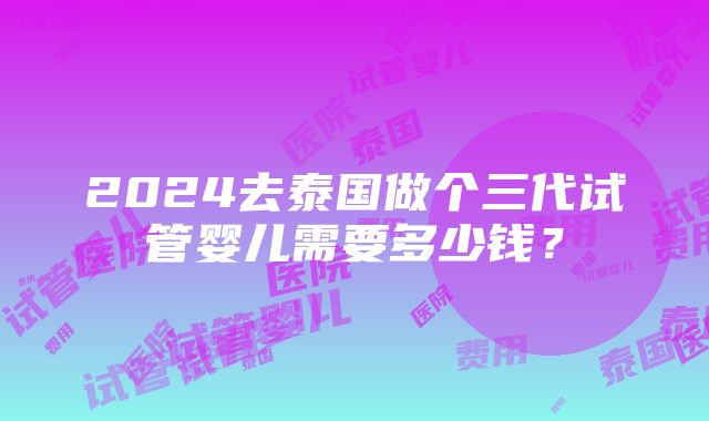 2024去泰国做个三代试管婴儿需要多少钱？