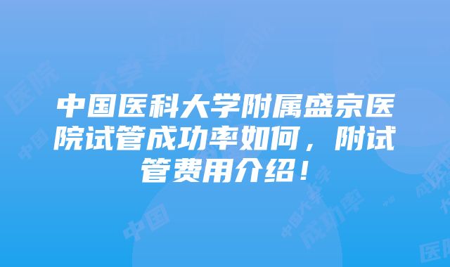 中国医科大学附属盛京医院试管成功率如何，附试管费用介绍！