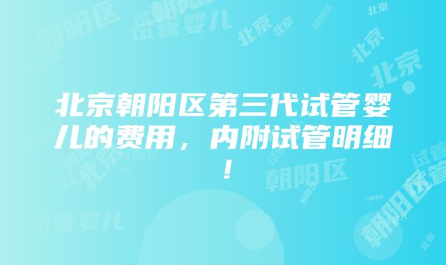 北京朝阳区第三代试管婴儿的费用，内附试管明细！