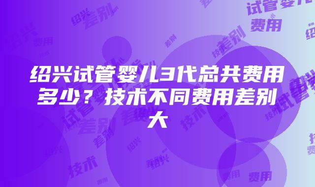 绍兴试管婴儿3代总共费用多少？技术不同费用差别大