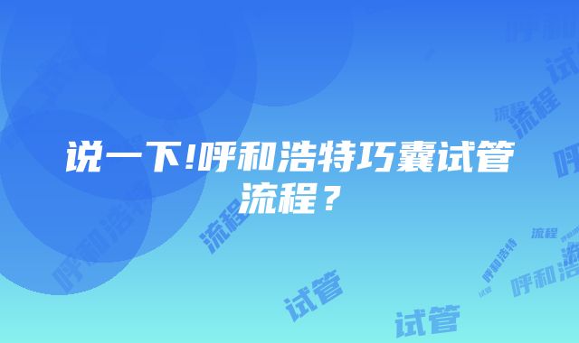 说一下!呼和浩特巧囊试管流程？