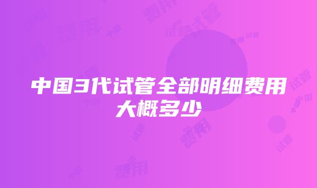 中国3代试管全部明细费用大概多少