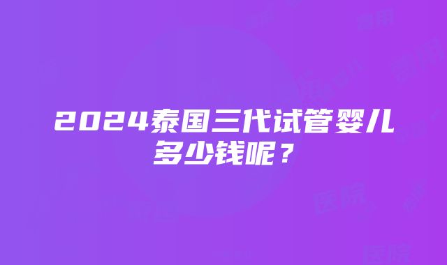 2024泰国三代试管婴儿多少钱呢？