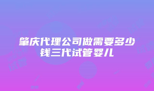 肇庆代理公司做需要多少钱三代试管婴儿