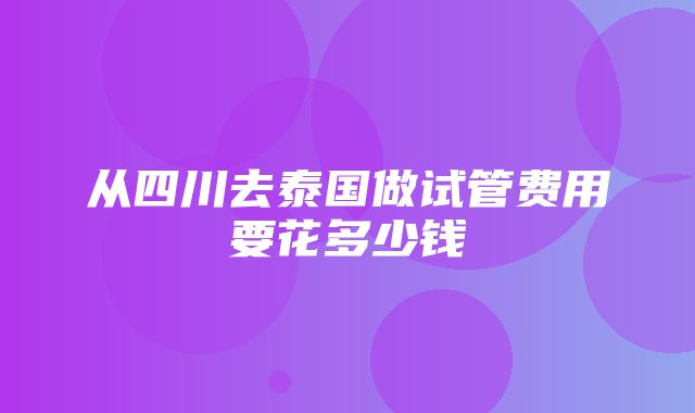 从四川去泰国做试管费用要花多少钱