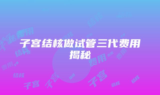 子宫结核做试管三代费用揭秘