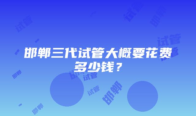 邯郸三代试管大概要花费多少钱？