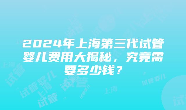 2024年上海第三代试管婴儿费用大揭秘，究竟需要多少钱？