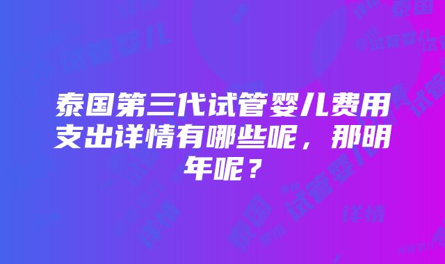 泰国第三代试管婴儿费用支出详情有哪些呢，那明年呢？