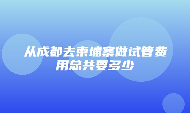 从成都去柬埔寨做试管费用总共要多少