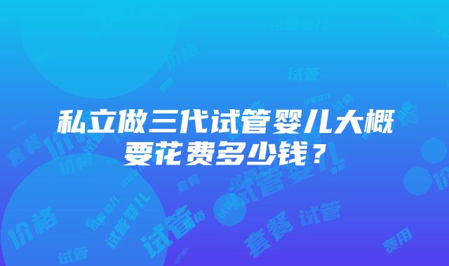 私立做三代试管婴儿大概要花费多少钱？