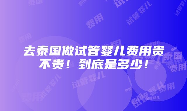 去泰国做试管婴儿费用贵不贵！到底是多少！