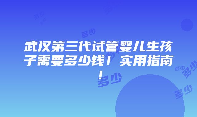 武汉第三代试管婴儿生孩子需要多少钱！实用指南！