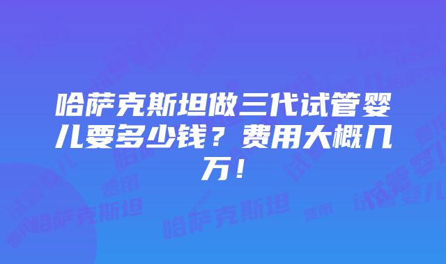 哈萨克斯坦做三代试管婴儿要多少钱？费用大概几万！