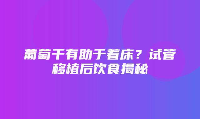 葡萄干有助于着床？试管移植后饮食揭秘