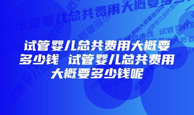 试管婴儿总共费用大概要多少钱 试管婴儿总共费用大概要多少钱呢