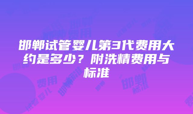 邯郸试管婴儿第3代费用大约是多少？附洗精费用与标准