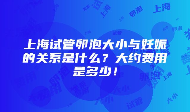 上海试管卵泡大小与妊娠的关系是什么？大约费用是多少！