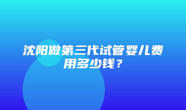 沈阳做第三代试管婴儿费用多少钱？