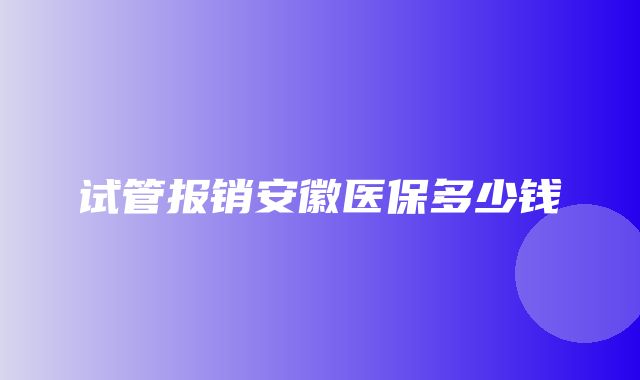 试管报销安徽医保多少钱