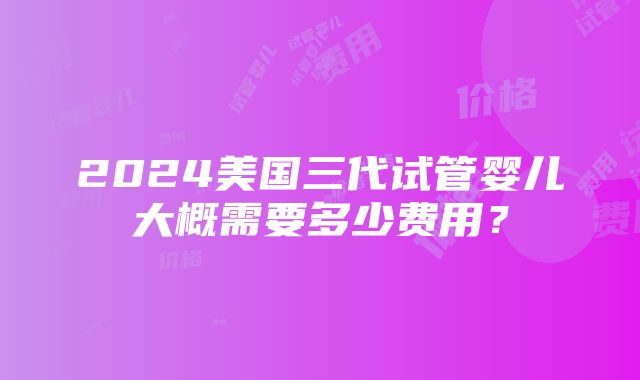 2024美国三代试管婴儿大概需要多少费用？