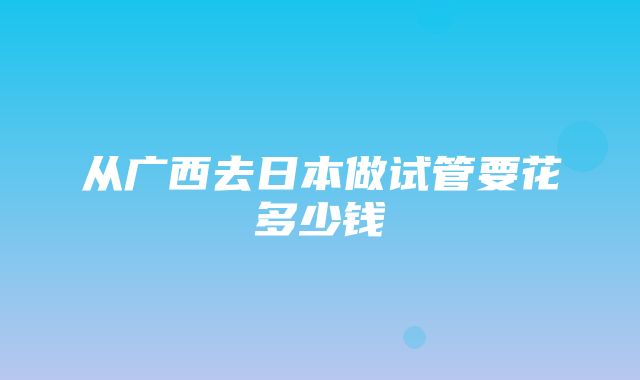 从广西去日本做试管要花多少钱