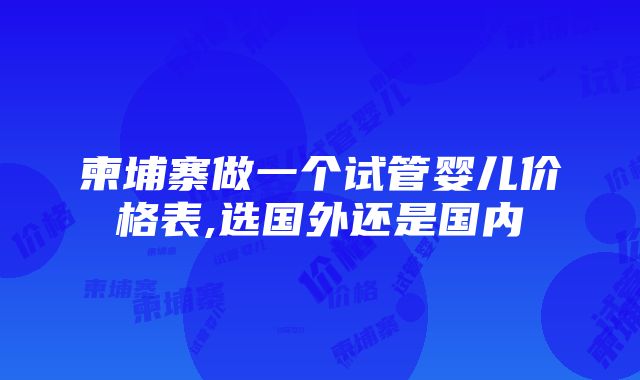 柬埔寨做一个试管婴儿价格表,选国外还是国内