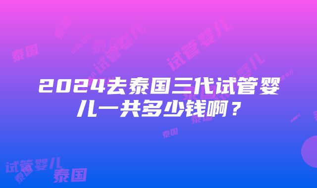 2024去泰国三代试管婴儿一共多少钱啊？