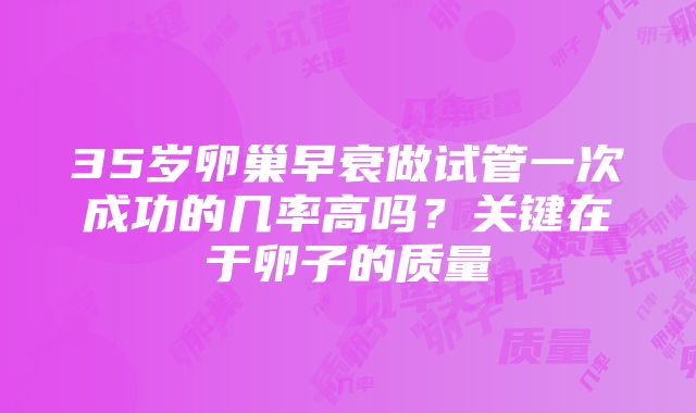 35岁卵巢早衰做试管一次成功的几率高吗？关键在于卵子的质量