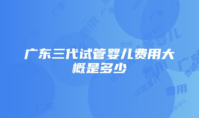 广东三代试管婴儿费用大概是多少