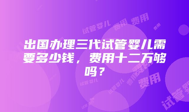 出国办理三代试管婴儿需要多少钱，费用十二万够吗？