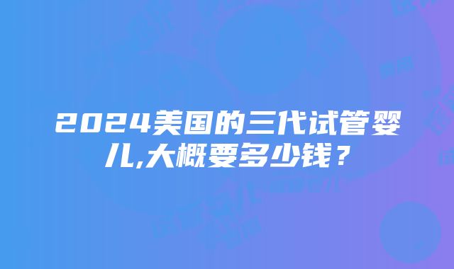 2024美国的三代试管婴儿,大概要多少钱？