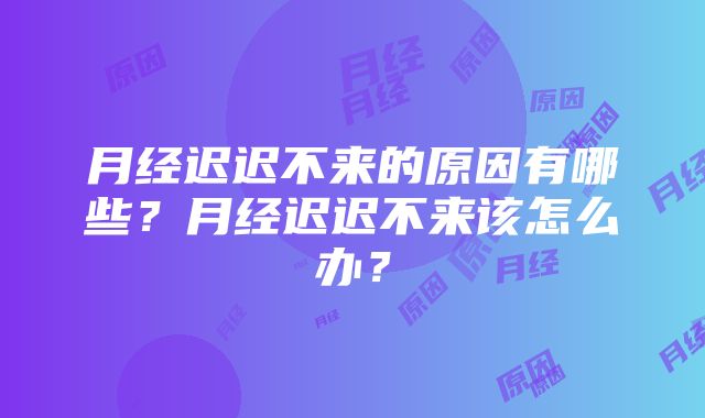 月经迟迟不来的原因有哪些？月经迟迟不来该怎么办？