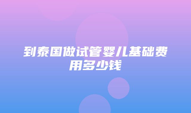 到泰国做试管婴儿基础费用多少钱