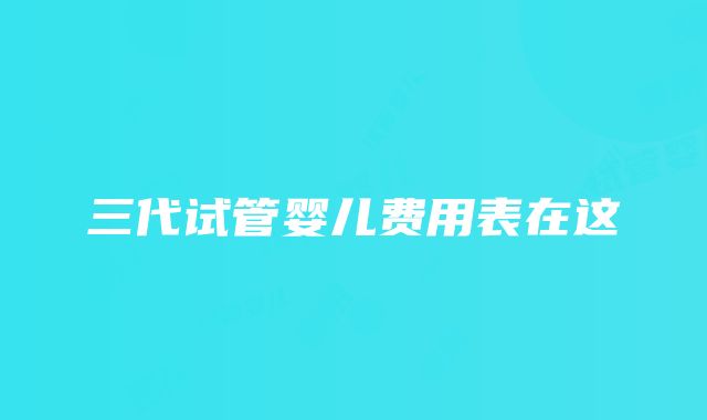 三代试管婴儿费用表在这