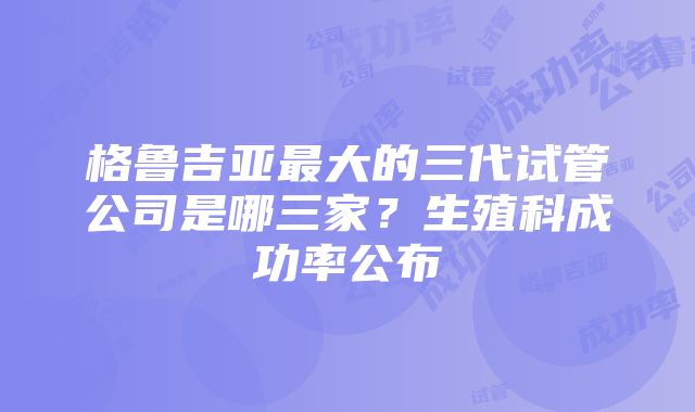 格鲁吉亚最大的三代试管公司是哪三家？生殖科成功率公布