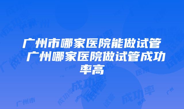 广州市哪家医院能做试管 广州哪家医院做试管成功率高