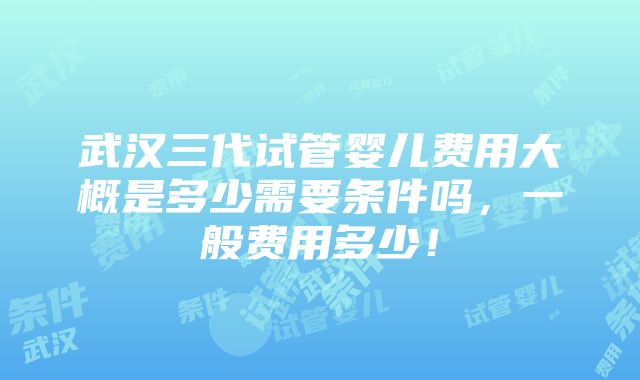 武汉三代试管婴儿费用大概是多少需要条件吗，一般费用多少！