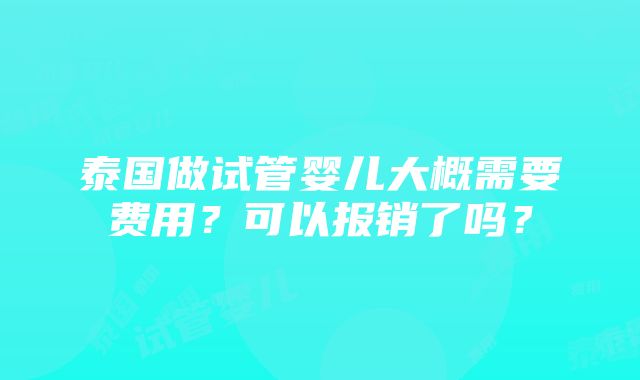 泰国做试管婴儿大概需要费用？可以报销了吗？