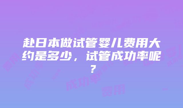 赴日本做试管婴儿费用大约是多少，试管成功率呢？