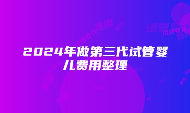 2024年做第三代试管婴儿费用整理