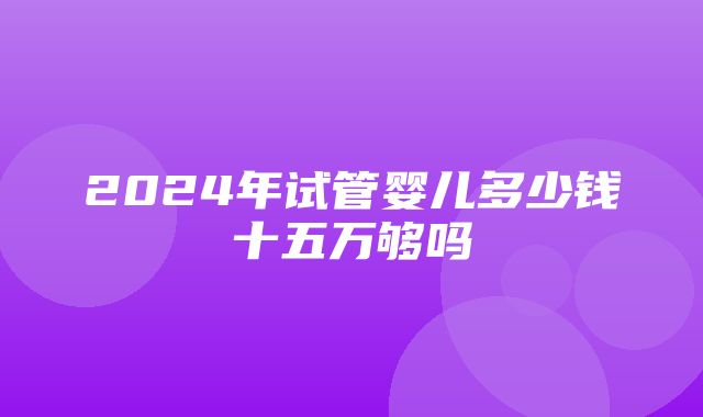 2024年试管婴儿多少钱十五万够吗