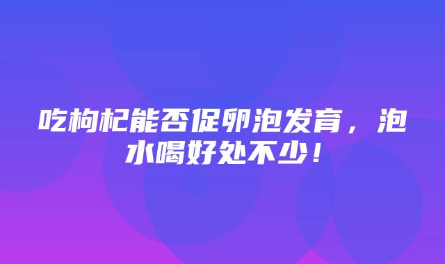 吃枸杞能否促卵泡发育，泡水喝好处不少！