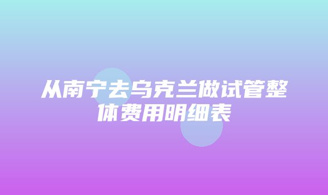 从南宁去乌克兰做试管整体费用明细表