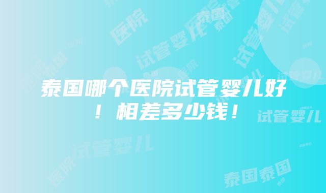 泰国哪个医院试管婴儿好！相差多少钱！