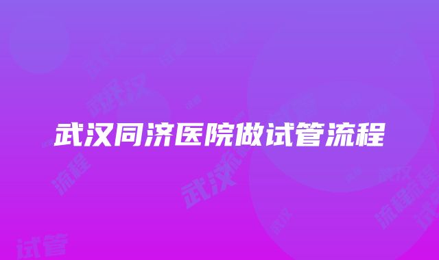 武汉同济医院做试管流程