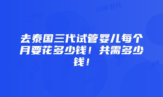 去泰国三代试管婴儿每个月要花多少钱！共需多少钱！