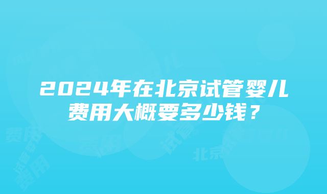 2024年在北京试管婴儿费用大概要多少钱？